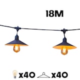 thumbnail of Guirlande lumineuse extérieure raccordable 18m avec 40 ampoules LED filament E27 blanc chaud VINTY LIGHT et abat-jour en métal style vintage