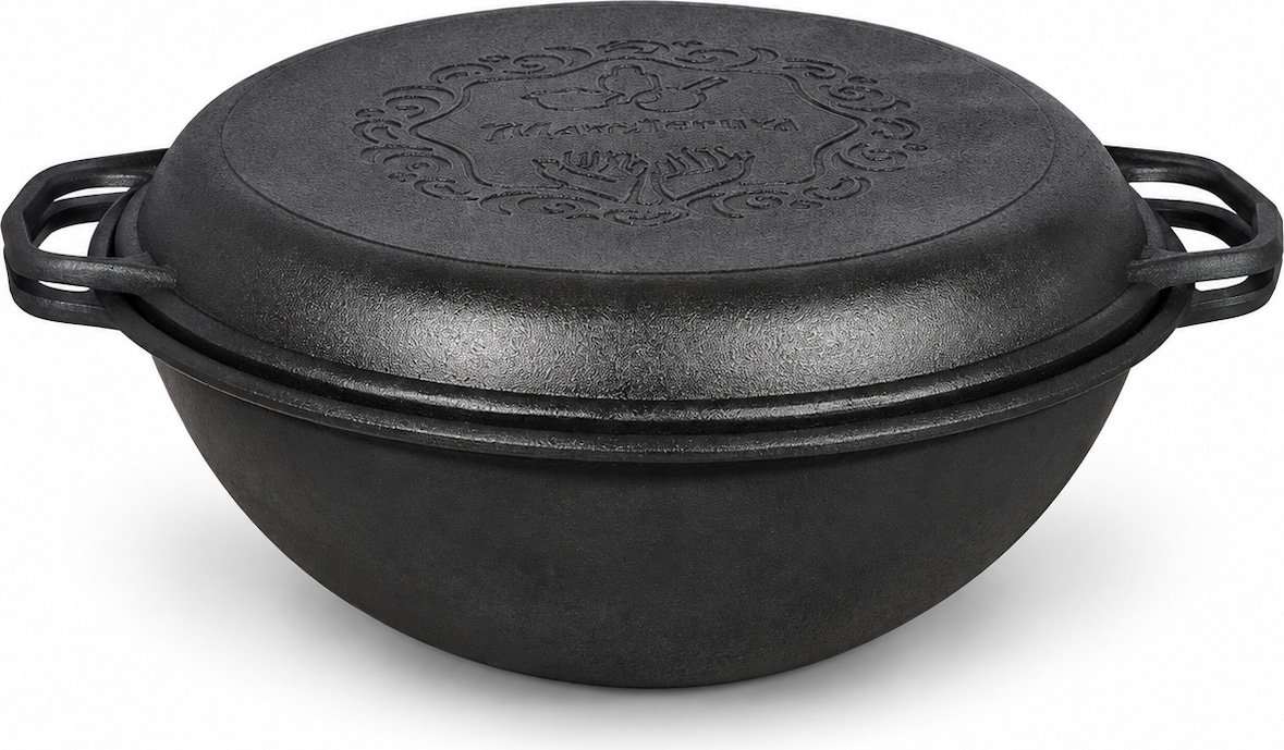 Schmortopf aus Gusseisen – 8 Liter – Kochen im Freien – Grillpfanne aus Gusseisen – Geschenk – Kochgeschirrset – PFAS-frei – Schwarz