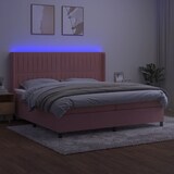 thumbnail of vidaXL Boxspringbett mit Matratze & LED Rosa 200x200 cm Samt