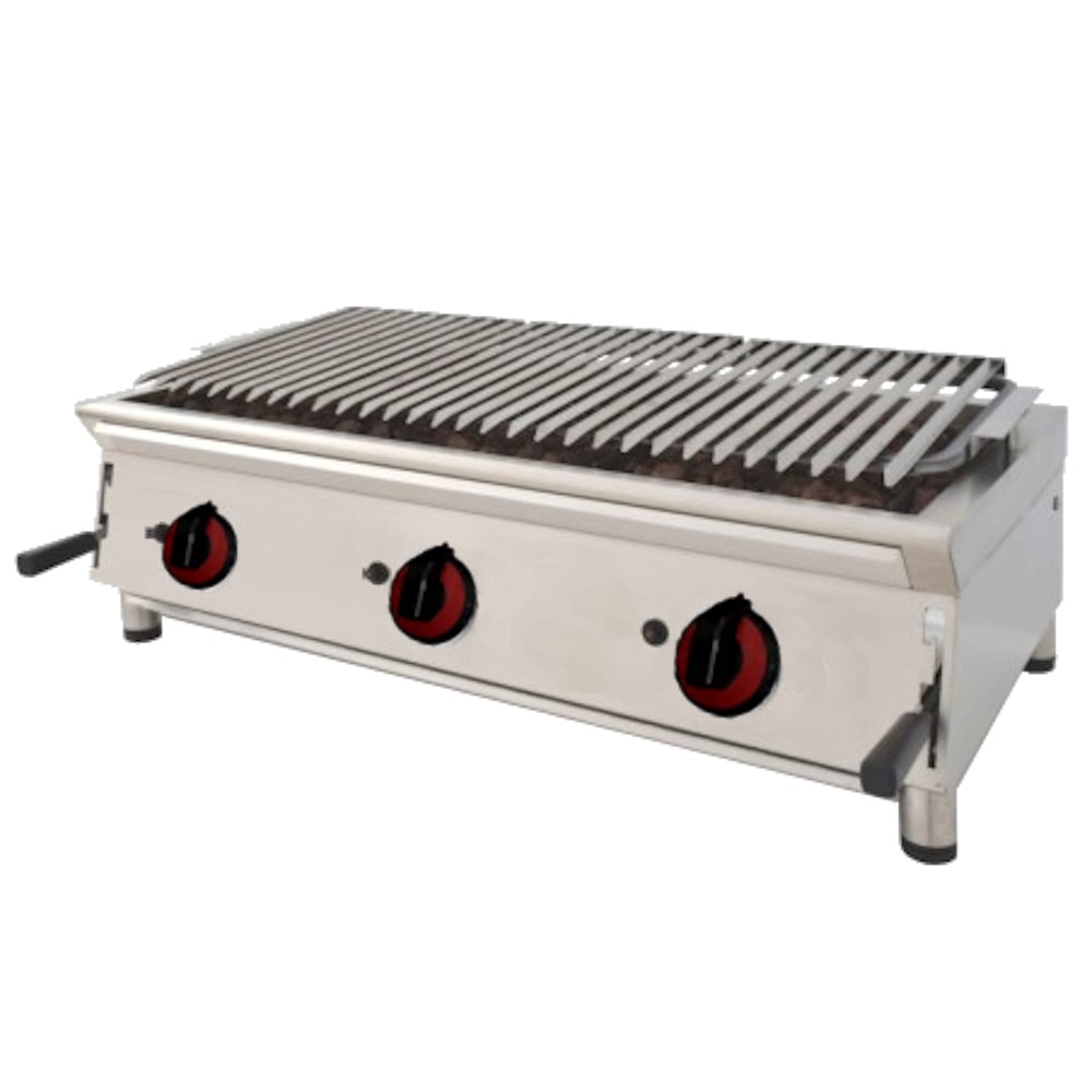 EURAST - Lavastein-gasgrill tischgrill aus edelstahl ohne spritzschutz - 1000x550x330 mm - 16,5 Kw - 4473A800