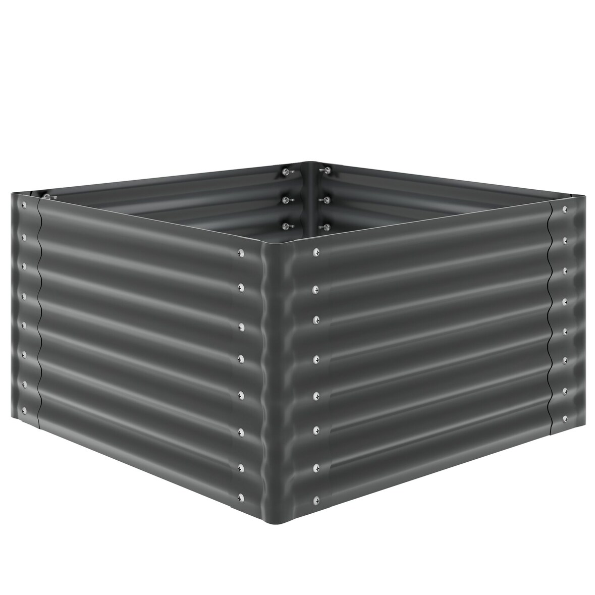 tectake Bac à fleurs surélevé Blomma galvanisé 600L anthracite 100x100x62cm potager jardin extérieur ergonomique culture légumes herbes plantes