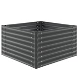 thumbnail of tectake Bac à fleurs surélevé Blomma galvanisé 600L anthracite 100x100x62cm potager jardin extérieur ergonomique culture légumes herbes plantes
