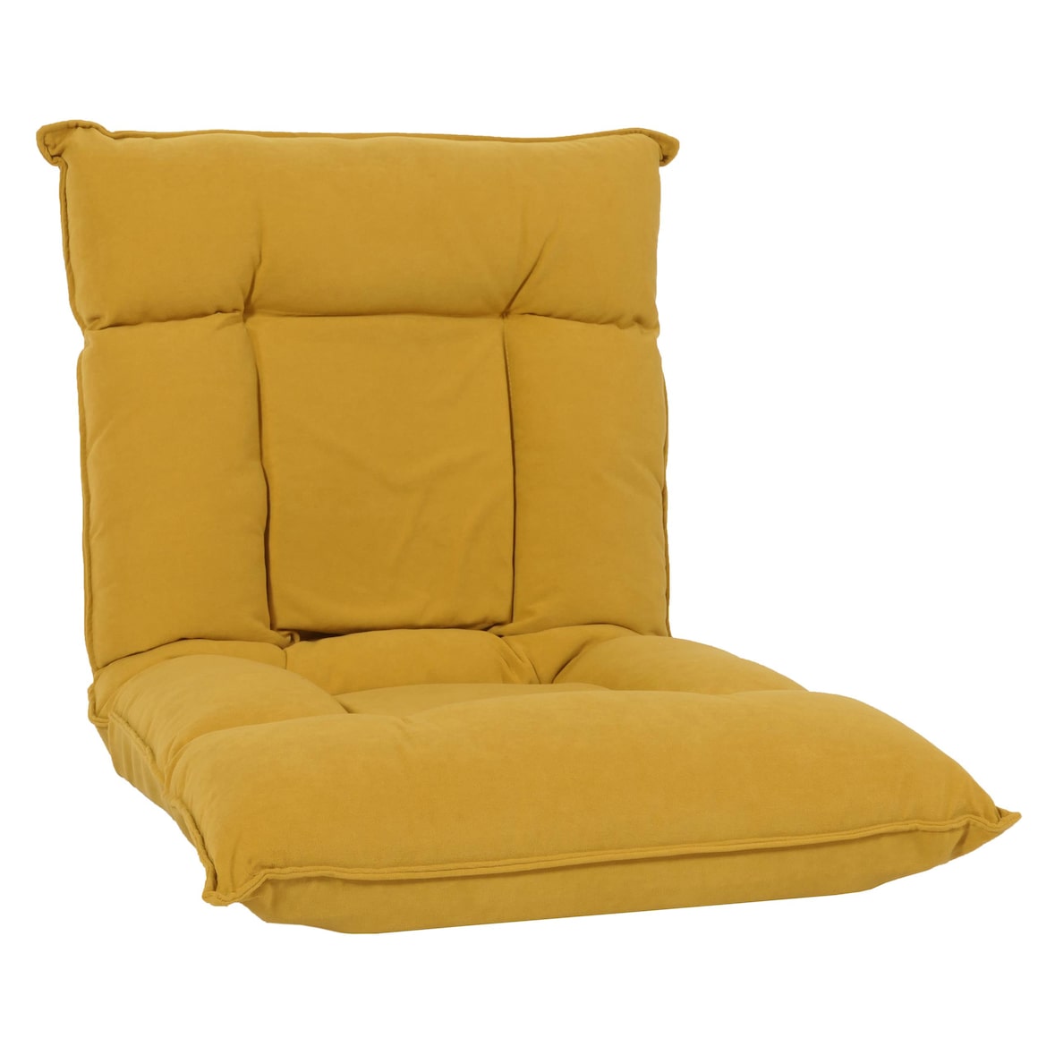 Bodensessel HWC-N44, Relaxsessel Bodenkissen Bodensofa Klappsessel 6 Relaxpositionen, stabiles Gestell Samt ~ gelb