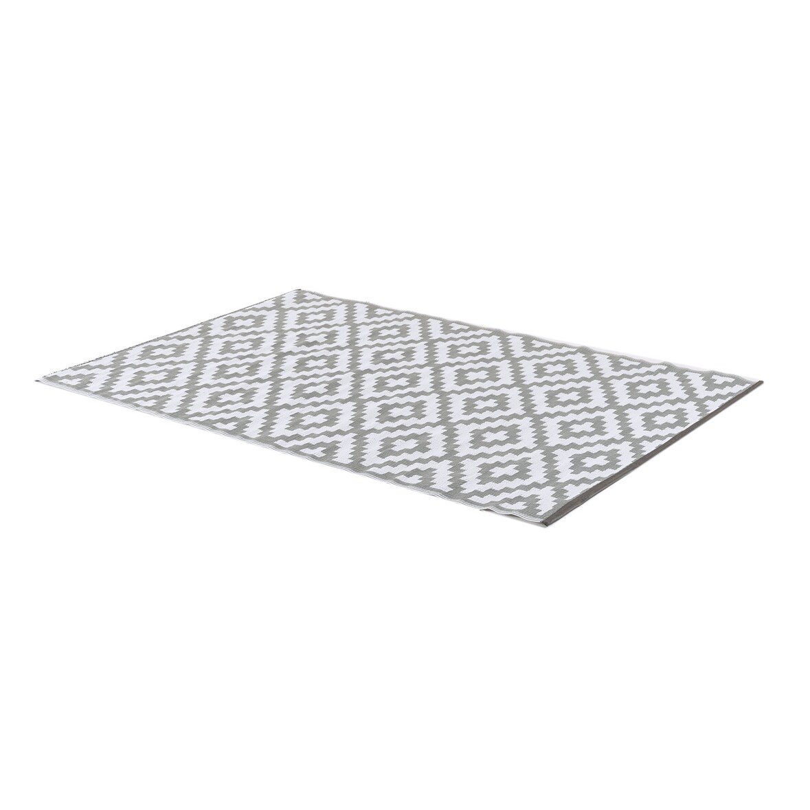 Alfombra de exterior rectangular de  150x240 cm  color blanco y gris , Impermeable, Reversible, Ecológica