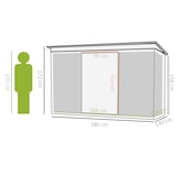 thumbnail of Outsunny cobertizo de jardín 280x130x172 cm base 3,2 m² caseta metálica para almacenamiento de herramientas con 2 puertas base y 2 ventanas