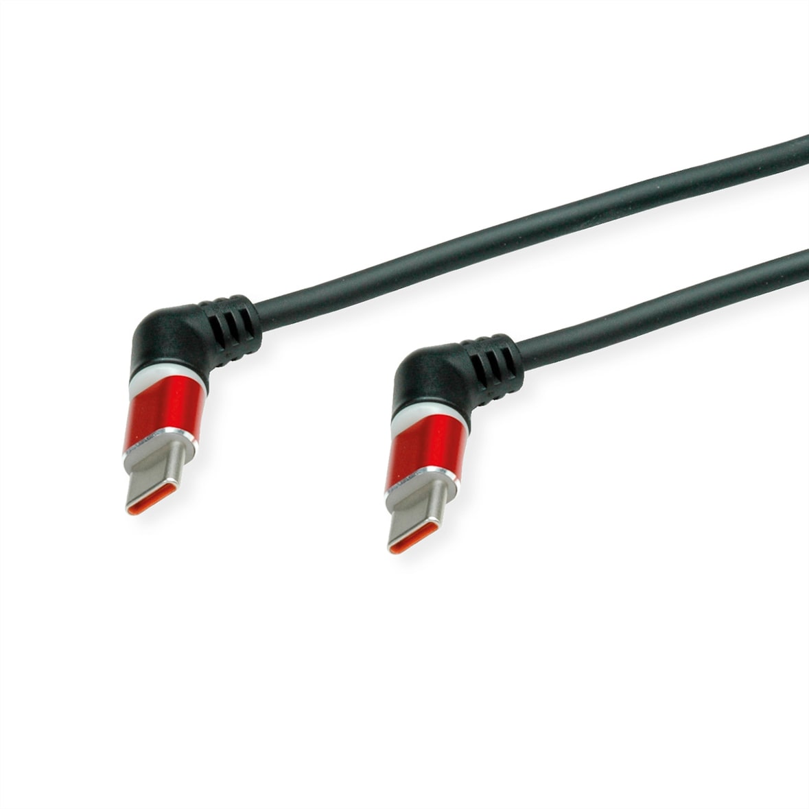 ROLINE USB 2.0 Kabel, Typ-C - Typ-C, ST/ST, 360° Rotation, schwarz / rot, 1 m