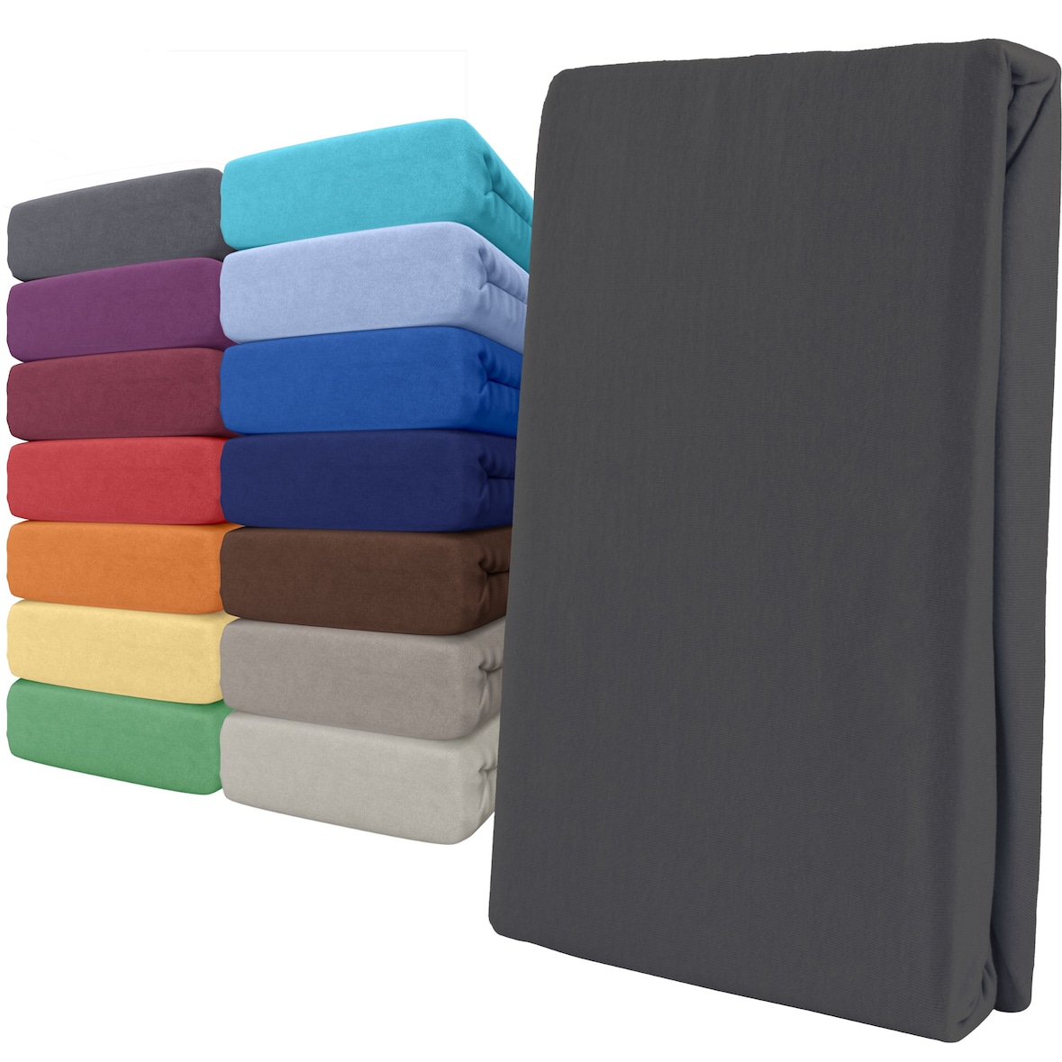 Spannbettlaken Boxspringbett 100% Baumwolle 180-200x220 cm Anthrazit