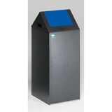thumbnail of PROREGAL Selbstlöschender Wertstoffsammler spitz | 60 Liter, HxBxT 80x32x32cm | Verzinkter Stahl | Grau-Blau | Mülleimer Abfalleimer Müllkorb