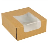 thumbnail of Caixa Kraft c/Janela 10x10x4cm Pack 50 – Take Away/Pastelaria/Bolos/Sushi