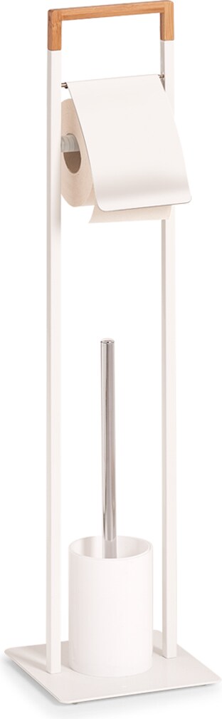 Zeller, WC-Garnitur, Metall/Bamboo, wei?