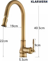 thumbnail of KLARWERK® JANA | Rubinetto Cucina Estraibile Acciaio Inox Nero Antico | Miscelatore Arco Alto | Rubinetto Gastro Alta Pressione 360° 2 Attacchi Gastro