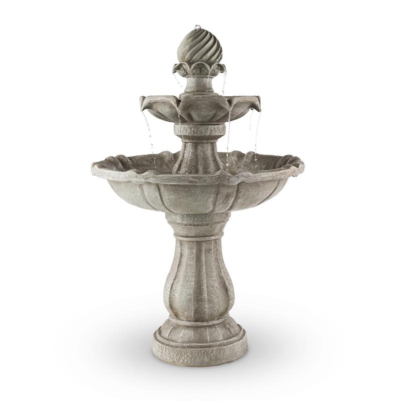 Vogelsbrunn Springbrunnen 60x90cm 3W Solar Akku Beton-Optik Grau gesprenkelt