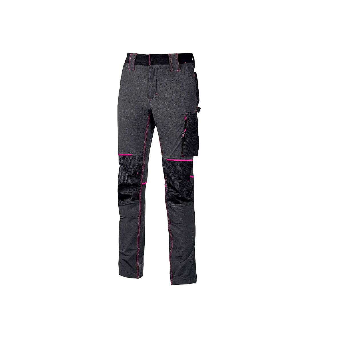 Pantalon de travail Stretch multipoches Femme ATOM Gris/Fuchsia M - FR (42) - EU (48)