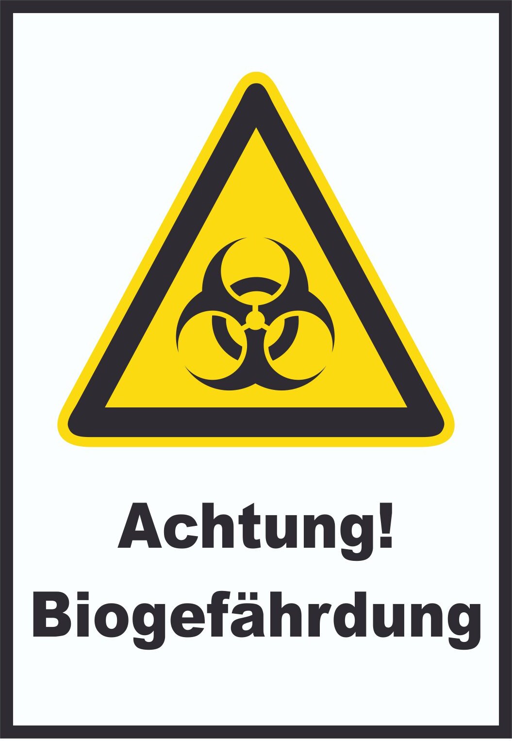 Achtung Biogefährdung A3 Rückseite selbstklebend Schild