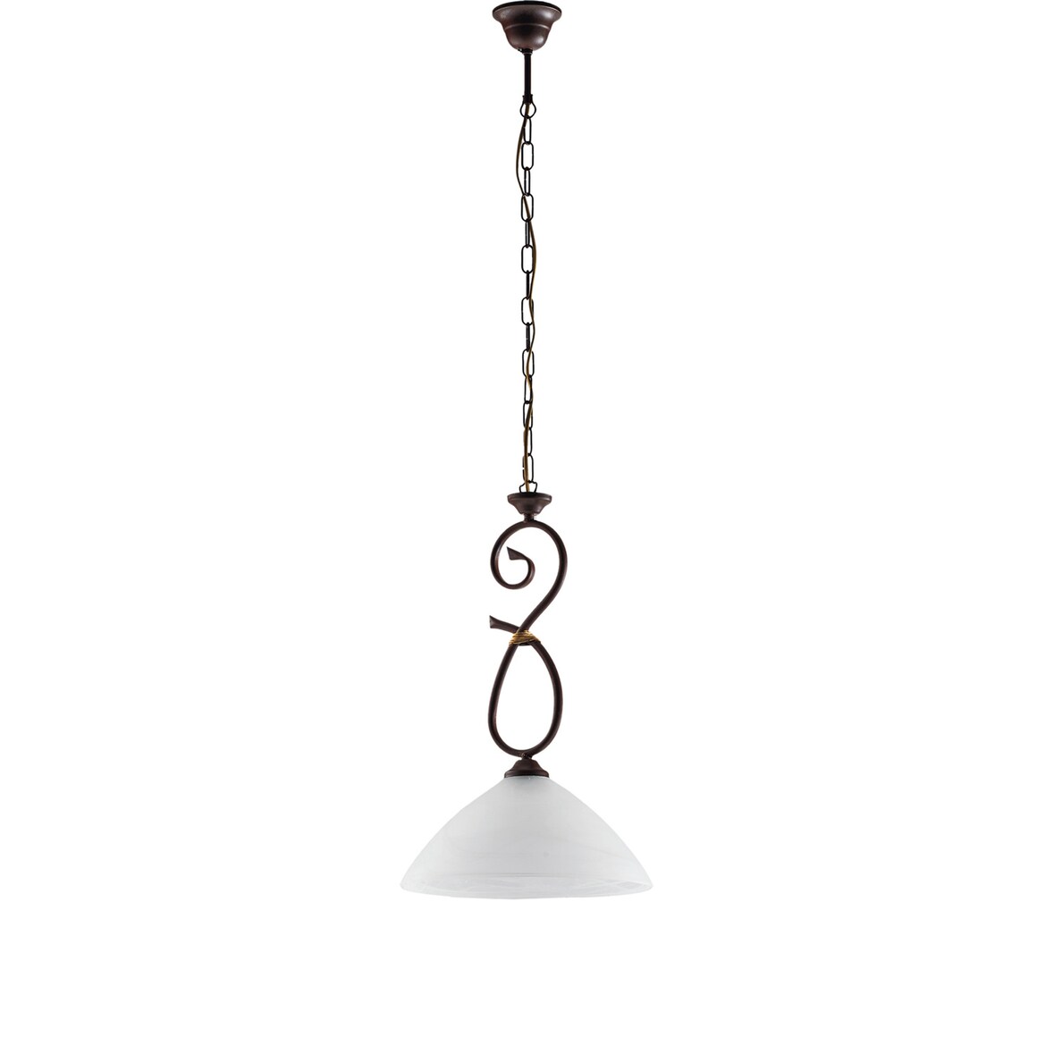 Sospensione Luce 1 Dallas BeLight Ferro Battuto Nero e Ruggine Vetro Bianco