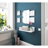 thumbnail of Dmora Schrank für die Eingangshalle Erie, Abgehängte Eingangshalle mit Spiegel, Schrank mit Schublade für den Eingang, 75x29h90 cm, Weiß und Zement