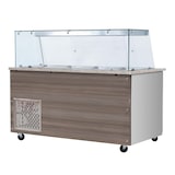 thumbnail of Skyrainbow SNACK-Line, Kalte Theke, 5x GN1/1, Granit rosa-grau, 188x82x85.5 Glasaufbau Klarglas  mit Zwischenablage, H=496mm