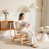 thumbnail of Sessel Relaxsessel ohne Armlehnen Rattan Rückenlehne 70x64x74 cm Naturholz breiter Sitz Holzrahmen atmungsaktiv für Wohnzimmer Schlafzimmer