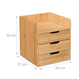 thumbnail of Relaxdays Schreibtisch Organizer, 3 Schubladen, Ablage Büroutensilien, HBT: 33 x 30 x 31 cm, Bambus Schubladenbox, natur