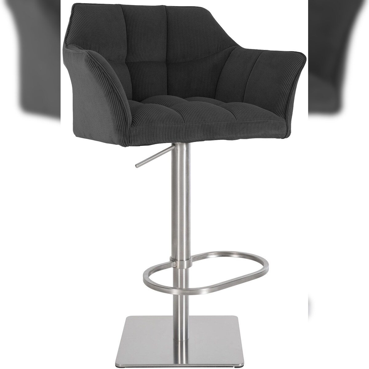 Proregal CHEFGASTRO Barhocker PHILADELPHIA Edelstahl Cord HxBxT 88x64x45cm Cord Dunkelgrau Barstuhl