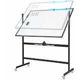 thumbnail of COSTWAY Doppelseitiges mobiles Whiteboard, 120 x 90 cm, magnetisches Whiteboard zum Trockenabwischen mit Rastermuster, Rollen