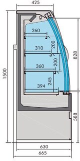 thumbnail of Dreierpack 3x Chefgastro Kühlvitrine NOAH 1.3 mit Schiebetüren BxTxH 1310x665x1500mm