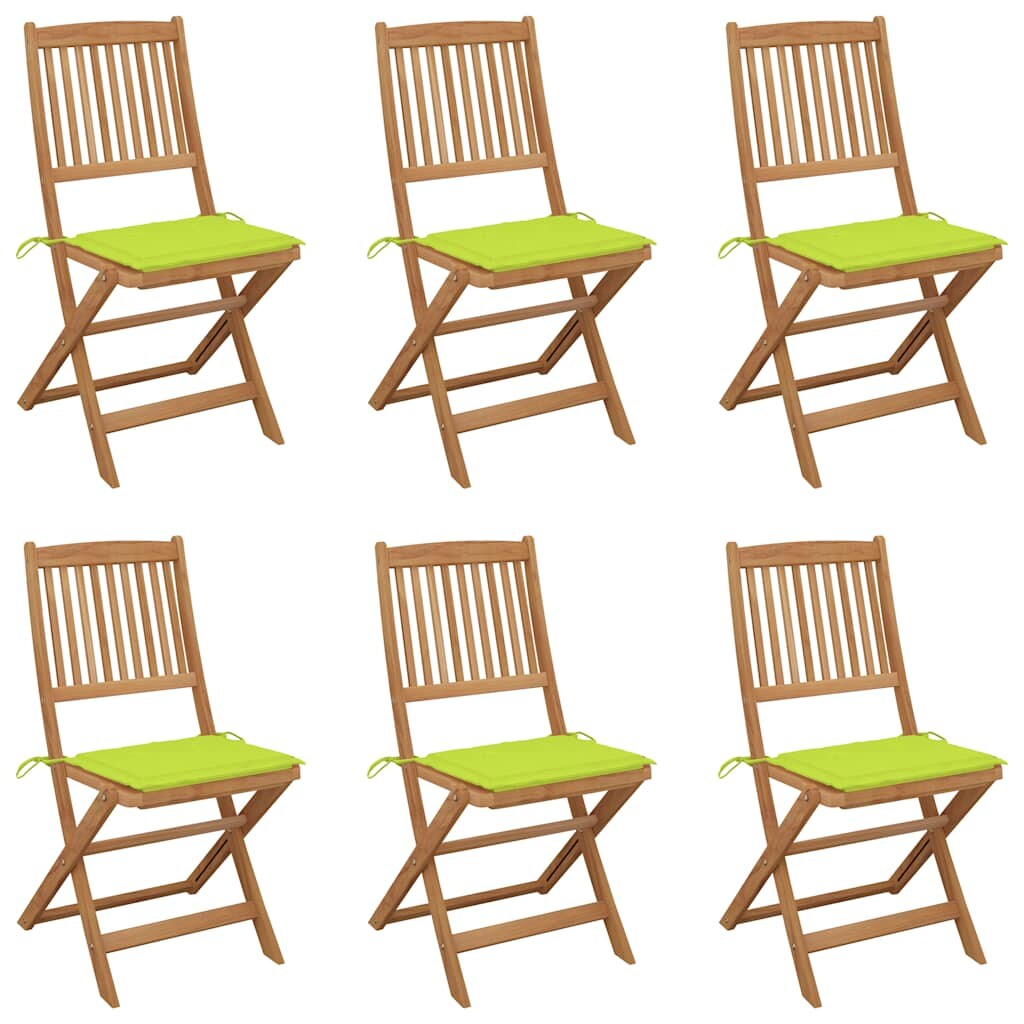 vidaXL 6x Akazienholz Massiv Gartenstuhl Klappbar mit Kissen ohne Armlehnen Klappstuhl Stuhl Stühle Essstuhl Gartenstühle Holzstuhl Gartenmöbel