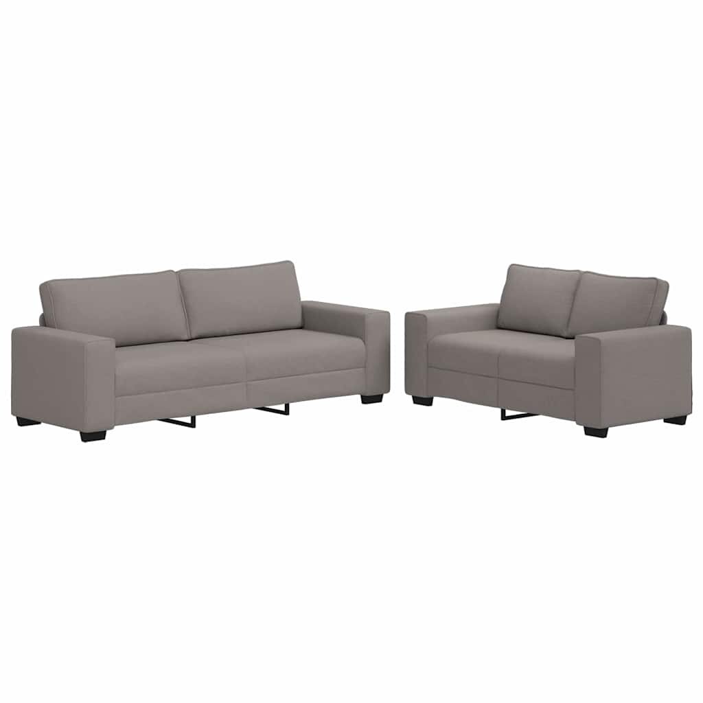 vidaXL 2-tlg. Sofagarnitur mit Kissen Taupe Stoff