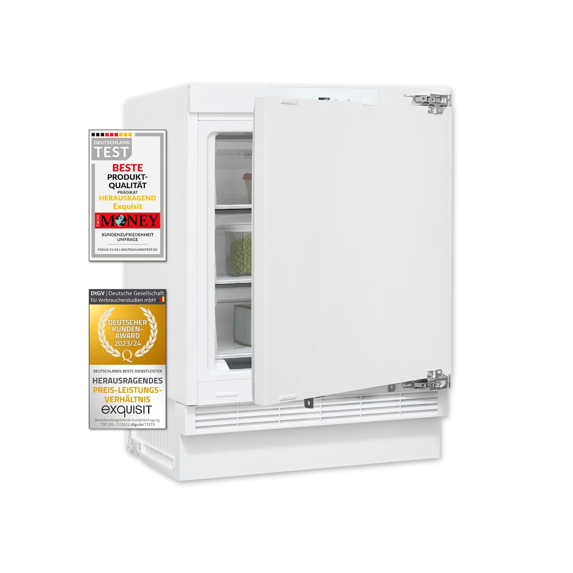 Exquisit Unterbau Gefrierschrank UGS105-FE-010E | Nutzinhalt: 101 L | Alarm-Funktion | 4-Sterne-Gefrieren | Festtürmontage | Unterbaugerät