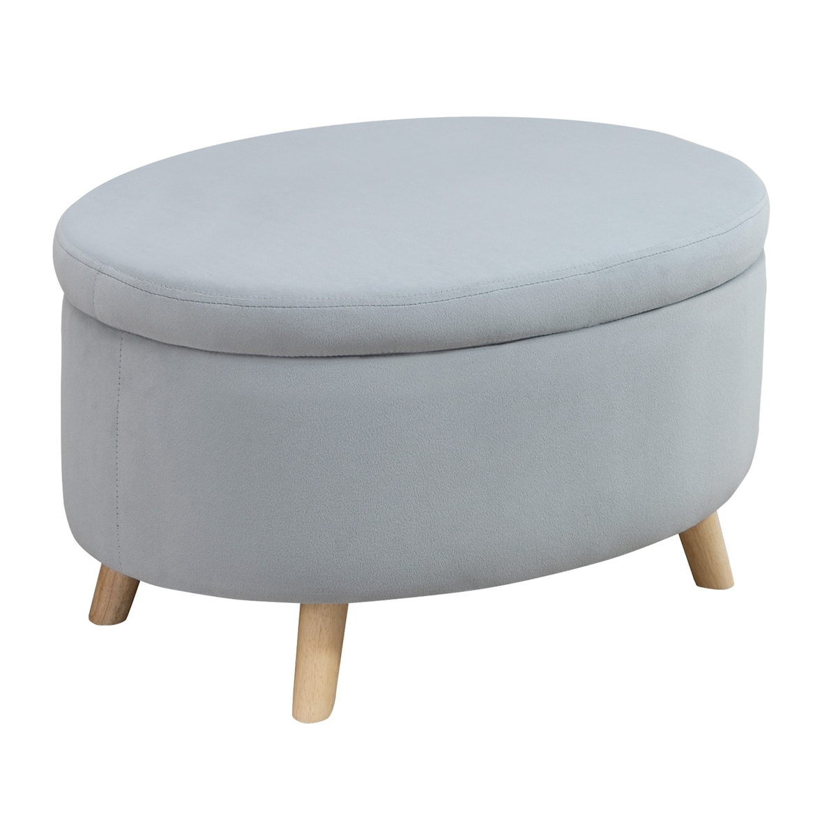 HOMCOM Otomano Puff Tapizado en Terciopelo Acolchado Taburete de Almacenaje Elíptico con Tapa Extraíble y Patas de Madera para Dormitorio 71x51,5x42cm