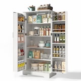 thumbnail of Küchenschrank 60x35x128 cm Weiß mit LED-Sensorleuchte, höhenverstellbaren Einlegeböden, 5 Ablagen, Türen und Kippschutz für Küche und Wohnraum