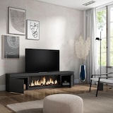 thumbnail of TV-Meubel, Lowboard, Woonkamer, Eetkamer, 208x35x45cm, Voor tv's tot 80", Elektrische haard XXL, Moderne stijl, Zwart _ 412_21