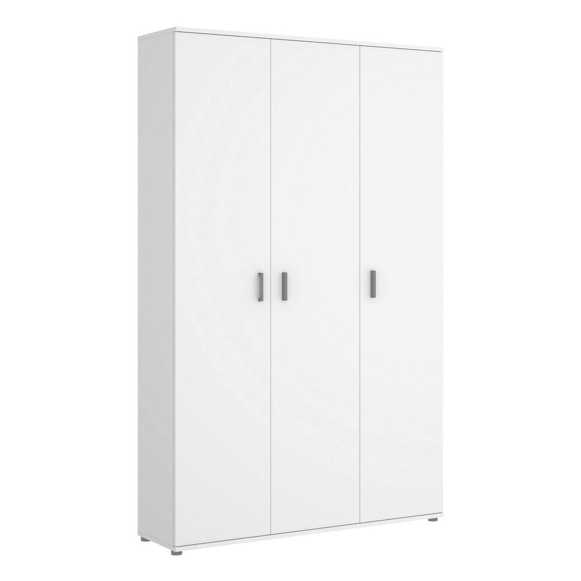 Dmora Mehrzweckgarderobe Sillano, Multifunktionaler Besenhalter, Kleiderschrank mit 3 Türen, 116x35h190 cm, Weiß