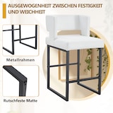 thumbnail of Barhocker Set 2er mit PU Bezug Weiß+Schwarz 91x50x41 cm gepolsterter Quadratsitz Metallbeine stabil pflegeleicht Nordic Design