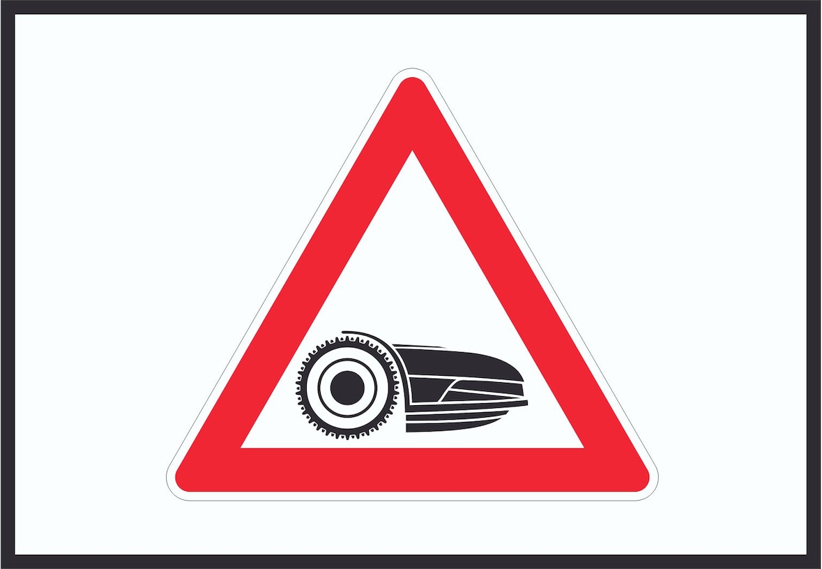Achtung Mähroboter mit Symbol Schild A1 (594x841mm)