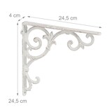 thumbnail of Relaxdays Regalwinkel antik, 2er Set Gr. M, Regalträger Gusseisen, Barocke Ornamente, Winkel für Regale, Vintage, weiß