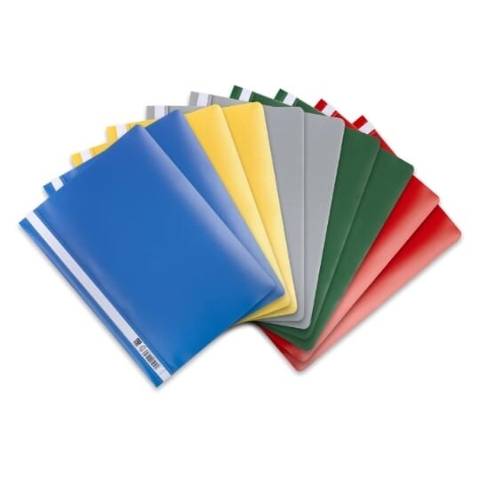 Lot de 10 chemises à lamelle polypro A4, coloris coloris assortis