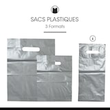 thumbnail of Graue Plastiktasche mit ausgeschnittenen Griffen aus recyceltem LDPE 37 x 45 cm pro 500 - Gimex