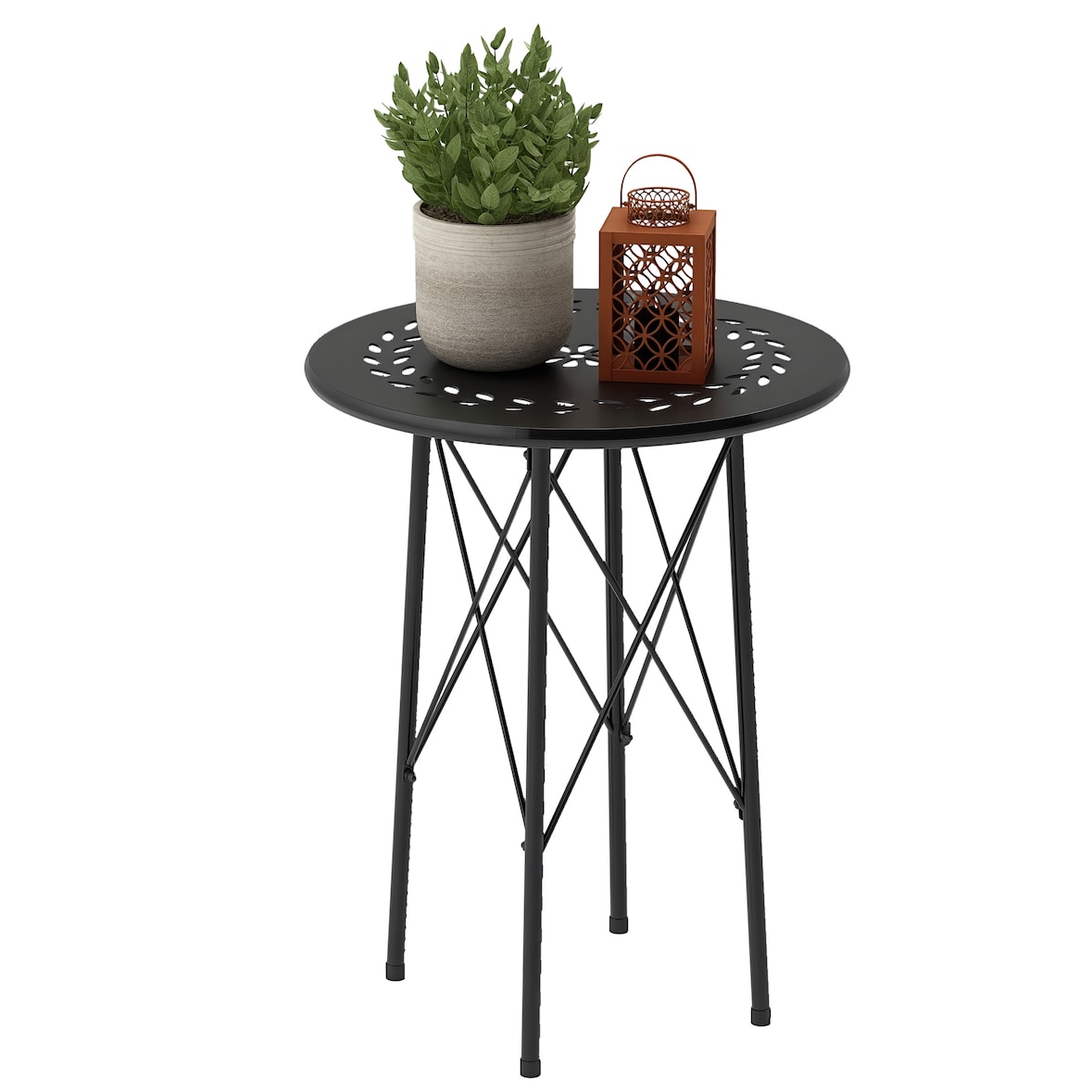 Outsunny-Gartentisch-Ø40 x 50H cm-Schwarz