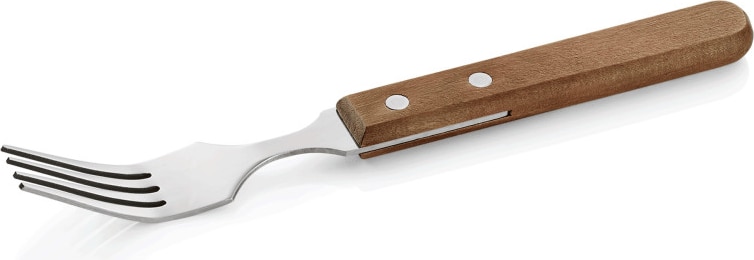 WAS Germany - Steak-/Pizzagabel mit Holzgriff Set 12-teilig, 20 cm, Edelstahl