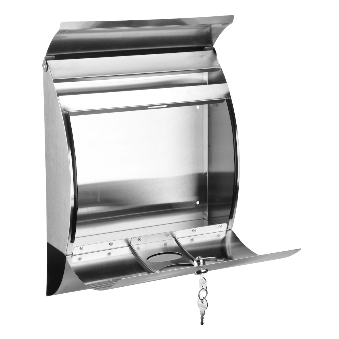 Edelstahl Briefkasten mit Zeitungsfach & Einwurfklappe 30x12x40cm