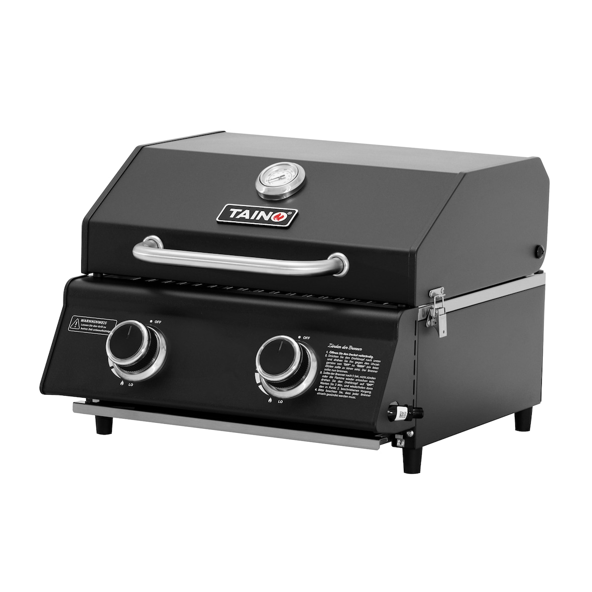 TAINO PLATINUM COMPACT DARK Tischgrill 2 Brenner Gasgrill Kompakt Camping-Grill Mini-Grill BBQ Schwarz