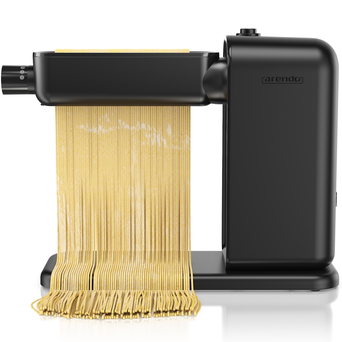 Arendo Nudelmaschine elektrisch, Pasta Maker, 5 Stärken, 120 W, Nudelwalze, 2 Schneideinsätze 2 mm & 6 mm, Knetmaschine