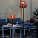 thumbnail of LED Garten Tischlampe Korboptik Rattanoptik dimmbar aufladbar Fernb.