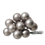 thumbnail of 12 Glaskugeln am Draht 2cm Weihnachtskugeln Spiegelbeeren matt - kleine Dekokugeln Christbaumschmuck Weihnachtsdeko Zart Grau
