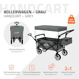 thumbnail of Hauki Bollerwagen XXL faltbar Grau – Handwagen mit Dach & Tasche, klappbar zum Schieben oder Ziehen, Kinder Transportwagen mit PU-Rädern & Bremse, 120