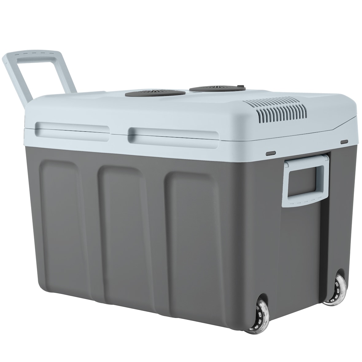 tectake Elektrische Kühl- und Wärmebox mit Griffen und Rollen, 40 l  Grau