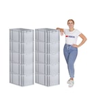 thumbnail of PROREGAL 10x Eurobox NextGen Grip mit Scharnierdeckel & roten Verschlüssen | HxBxT 32x40x60cm | 65 Liter | Griffe geschlossen | Verstärkter Boden