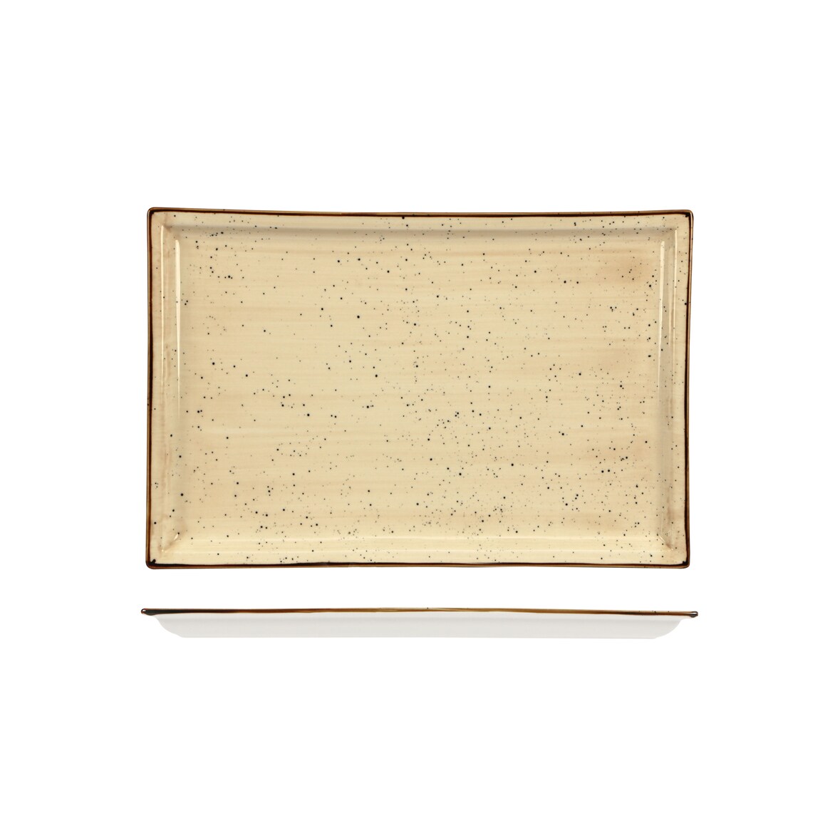 Lioness set 3 piatti rettangolari Justcolor in porcellana decorata color crema cm 35,6x18,2 H 2 CHP11756-1096K1