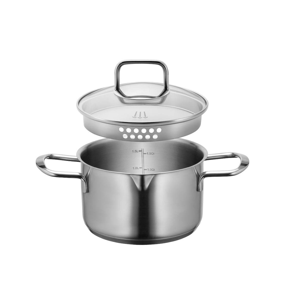 MÄSER Kochtopf 16 cm mit Glasdeckel, Edelstahl 18/10, Sanvito